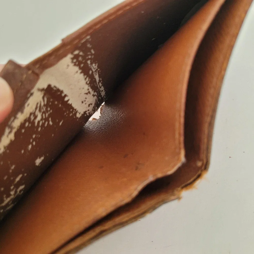 Louis Vuitton Monogram Bifold Wallet Brown Canvas Coin Pocket Made in Spain